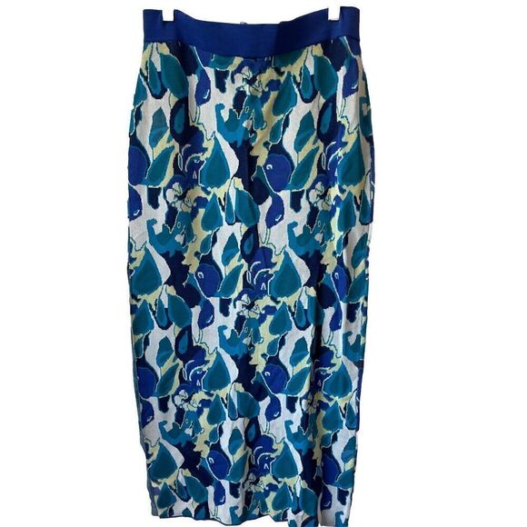STAUD Giovanni Midi Skirt Size L Floral Jacquard Pacific Paradise, NEW NWOT $195 - Picture 6 of 6